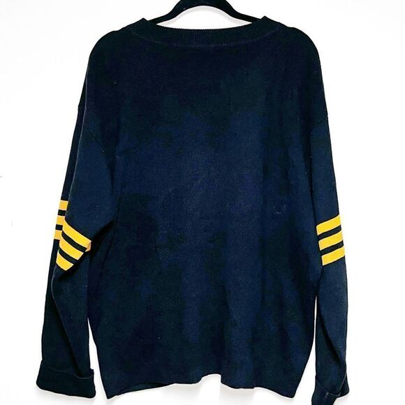 J Peterman Mens Varsity Black Gold Full Zip 100% Cotton Cardigan Sz XL - Picture 2 of 4